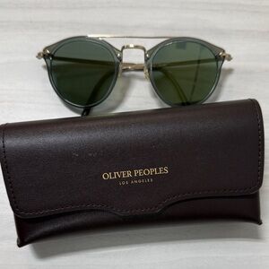 Oliver Peoples ov5349S remick Gold Frame Sunglasses with Green Lenses